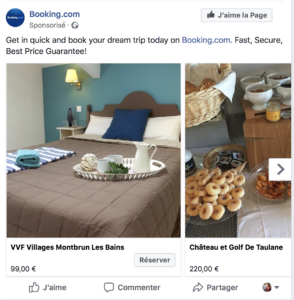 Exemple de Publicités Facebook : #Booking.com