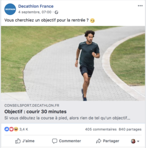 Facebook ads de Decathlon