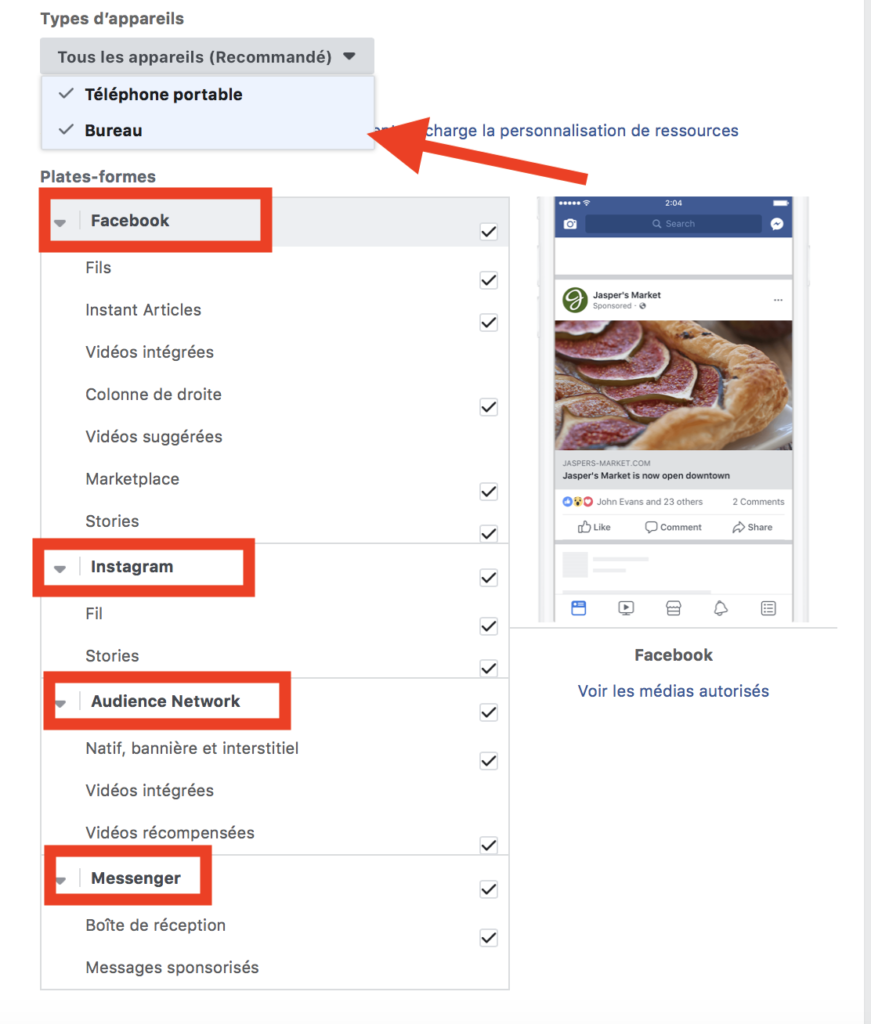 placements Gestionnaire Facebook ads placements Gestionnaire Facebook ads